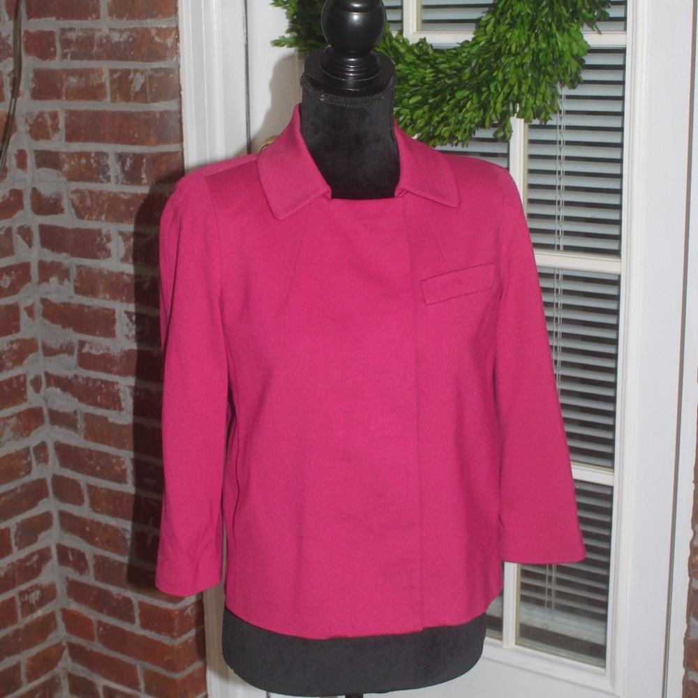 Talbots Petite Short Jacket Dark Pink 3/4 sleeve fully lined size 2P Excellent …